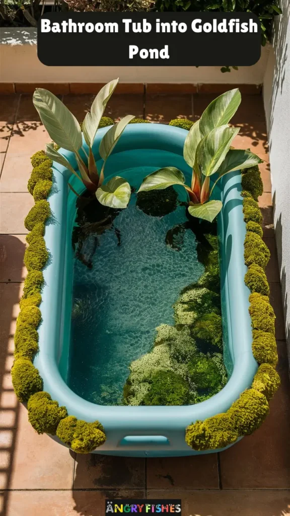 tub goldfish pond idea backyard