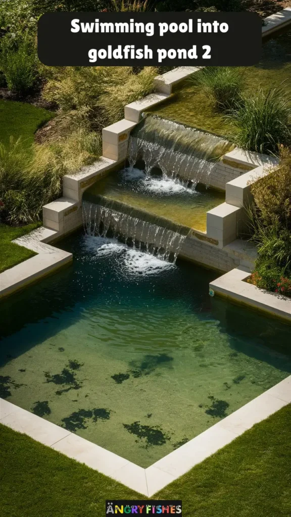 waterfall swimming pool pond idea for goldfish